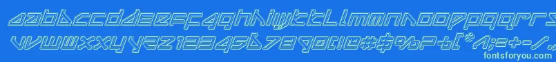 deltarayengraveital Font – Green Fonts on Blue Background