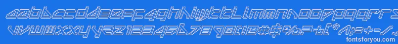 deltarayengraveital Font – Pink Fonts on Blue Background