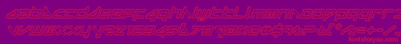 deltarayengraveital-Schriftart – Rote Schriften auf violettem Hintergrund