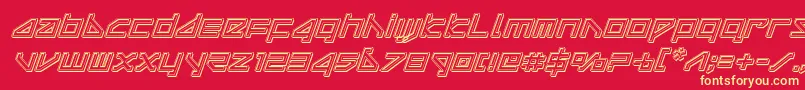 deltarayengraveital Font – Yellow Fonts on Red Background