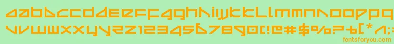 フォントdeltarayexpand – オレンジの文字が緑の背景にあります。