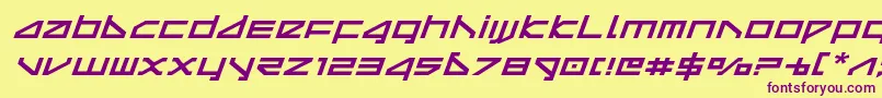 フォントdeltarayexpandital – 紫色のフォント、黄色の背景
