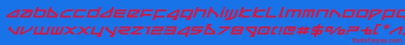 deltarayexpandital Font – Red Fonts on Blue Background