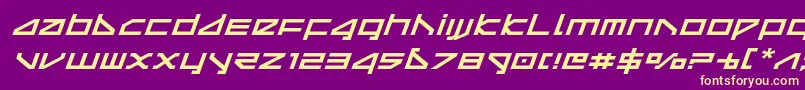 deltarayexpandital Font – Yellow Fonts on Purple Background