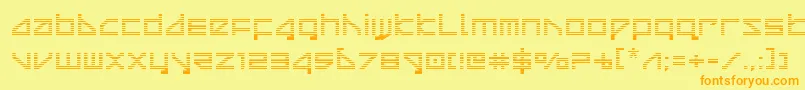 フォントdeltaraygrad – オレンジの文字が黄色の背景にあります。