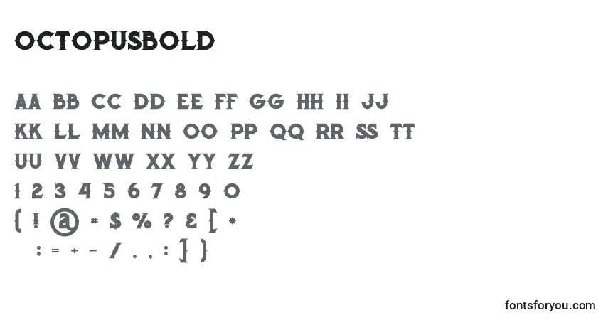Czcionka Octopusbold – alfabet, cyfry, specjalne znaki