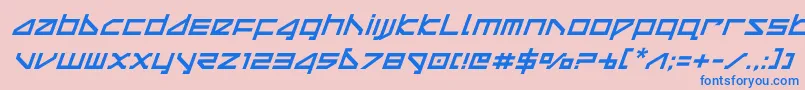 deltarayital-Schriftart – Blaue Schriften auf rosa Hintergrund