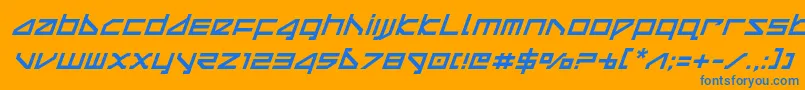 フォントdeltarayital – オレンジの背景に青い文字