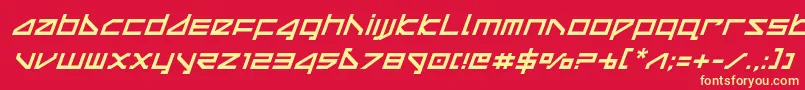 deltarayital-Schriftart – Gelbe Schriften auf rotem Hintergrund
