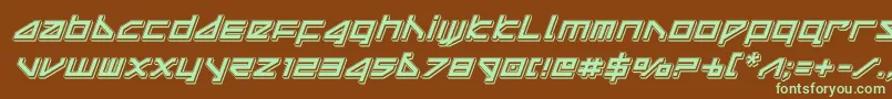 フォントdeltaraypunchital – 緑色の文字が茶色の背景にあります。