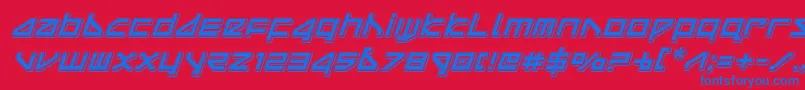deltaraypunchital-Schriftart – Blaue Schriften auf rotem Hintergrund