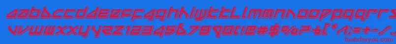 deltaraypunchital-Schriftart – Rote Schriften auf blauem Hintergrund