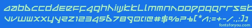 deltaraysemital-fontti – vihreät fontit sinisellä taustalla