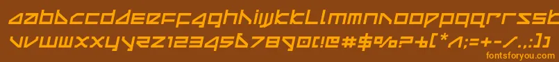 フォントdeltaraysemital – オレンジ色の文字が茶色の背景にあります。