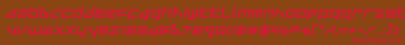 フォントdeltaraysemital – 赤い文字が茶色の背景にあります。
