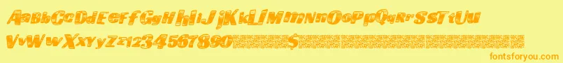 フォントGoingfast – オレンジの文字が黄色の背景にあります。