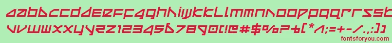 Czcionka deltaraysemital – czerwone czcionki na zielonym tle