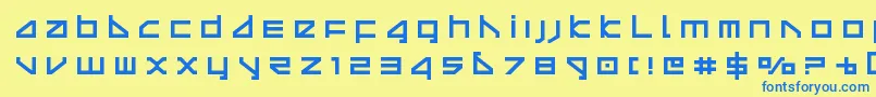 フォントdeltaraytitle – 青い文字が黄色の背景にあります。