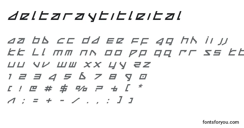 Шрифт Deltaraytitleital – алфавит, цифры, специальные символы