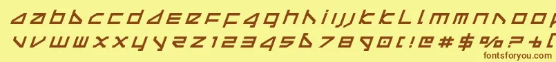 フォントdeltaraytitleital – 茶色の文字が黄色の背景にあります。