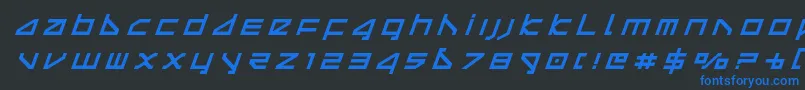 deltaraytitleital-Schriftart – Blaue Schriften auf schwarzem Hintergrund