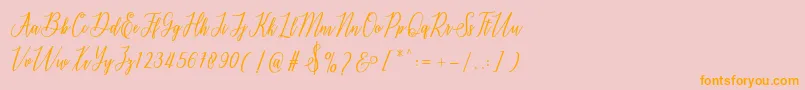 delthami-Schriftart – Orangefarbene Schriften auf rosa Hintergrund