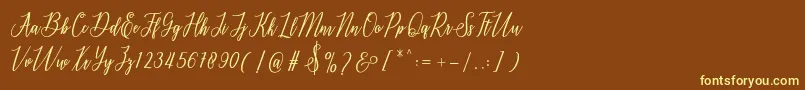 delthami Font – Yellow Fonts on Brown Background