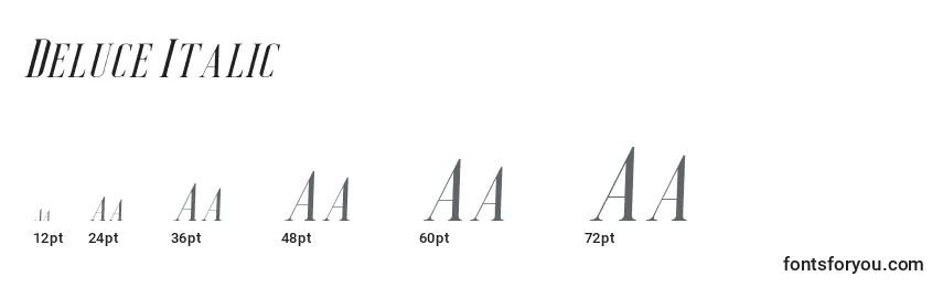 Размеры шрифта Deluce Italic