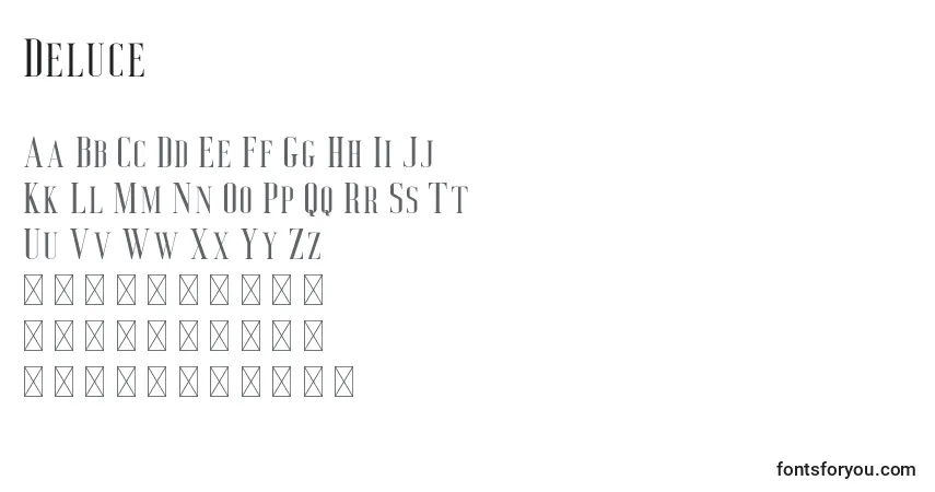 Schriftart Deluce – Alphabet, Zahlen, spezielle Symbole