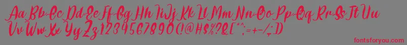 Delumba Italic Font by 7NTypes Font – Red Fonts on Gray Background