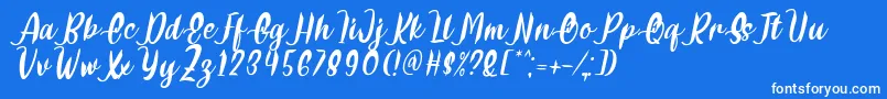 Delumba Italic Font by 7NTypes Font – White Fonts on Blue Background