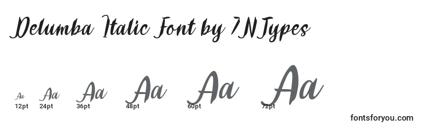 Größen der Schriftart Delumba Italic Font by 7NTypes