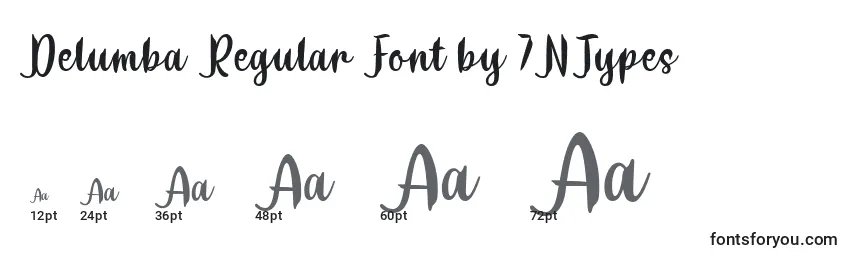 Размеры шрифта Delumba Regular Font by 7NTypes