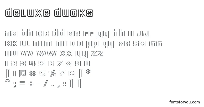Schriftart Deluxe ducks – Alphabet, Zahlen, spezielle Symbole