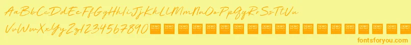 Deluxe Edition   Demo Font – Orange Fonts on Yellow Background