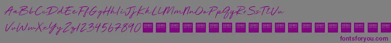 Weitere Informationen zur Deluxe Edition Demo-Schriftart Deluxe Edition Demo-Schriftart – Violette Schriften auf grauem Hintergrund