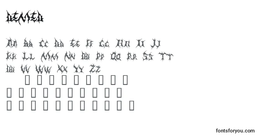 DEMED    (124928)-fontti – aakkoset, numerot, erikoismerkit