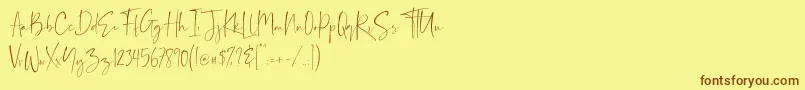 Demo Balnes-fontti – ruskeat fontit keltaisella taustalla