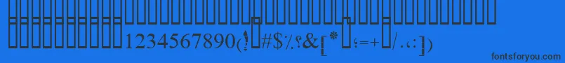 Fonte PtSimpleBoldRuled – fontes pretas em um fundo azul