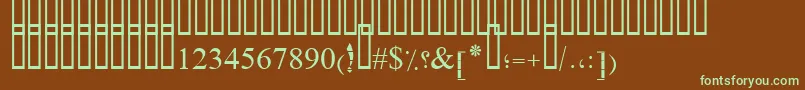 PtSimpleBoldRuled-fontti – vihreät fontit ruskealla taustalla