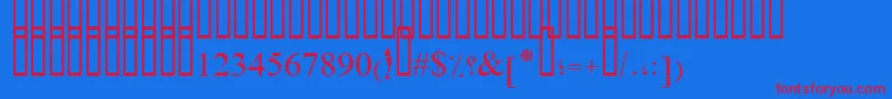 PtSimpleBoldRuled Font – Red Fonts on Blue Background
