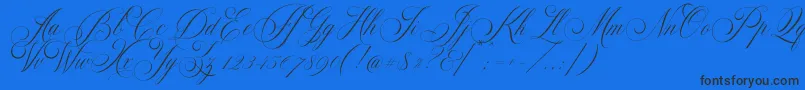 Demo Glaston-Schriftart – Schwarze Schriften auf blauem Hintergrund