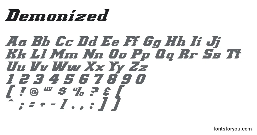 Demonized (124932)フォント–アルファベット、数字、特殊文字