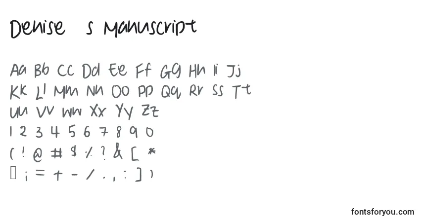 Шрифт Denise  s Manuscript – алфавит, цифры, специальные символы