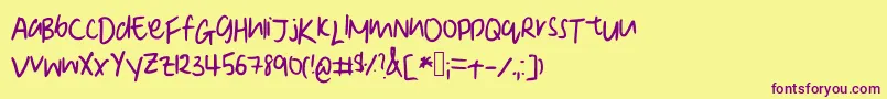 Denise  s Manuscript Font – Purple Fonts on Yellow Background