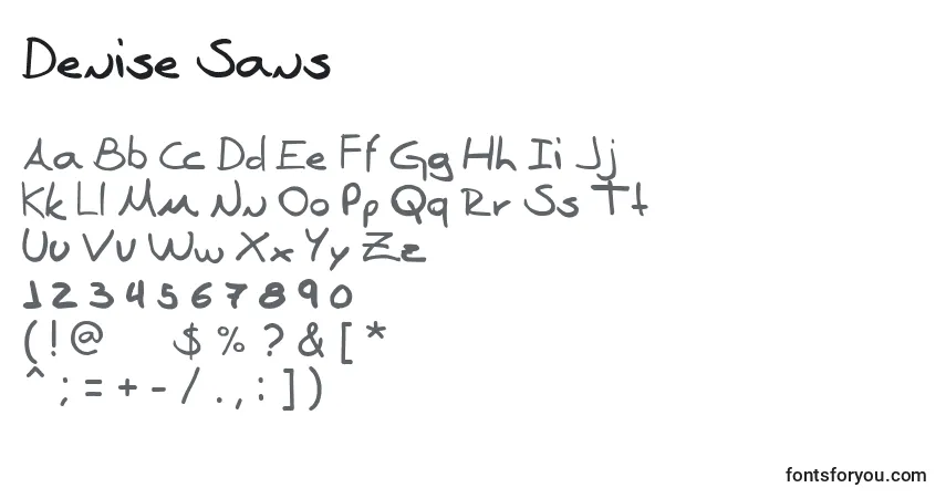 A fonte Denise Sans – alfabeto, números, caracteres especiais