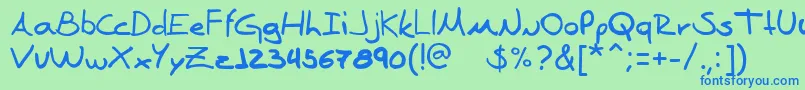 Denise Sans-Schriftart – Blaue Schriften auf grünem Hintergrund