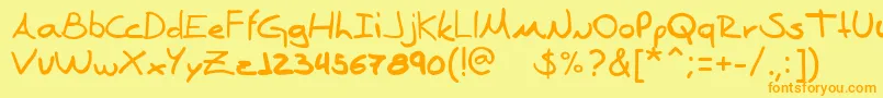 En savoir plus sur la police Denise Sans Police Denise Sans – polices orange sur fond jaune