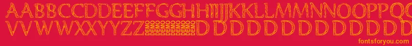 Fonte Denka Demo – fontes laranjas em um fundo vermelho