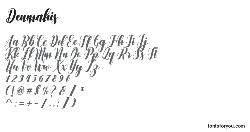 Schriftart Denmahis – Alphabet, Zahlen, spezielle Symbole